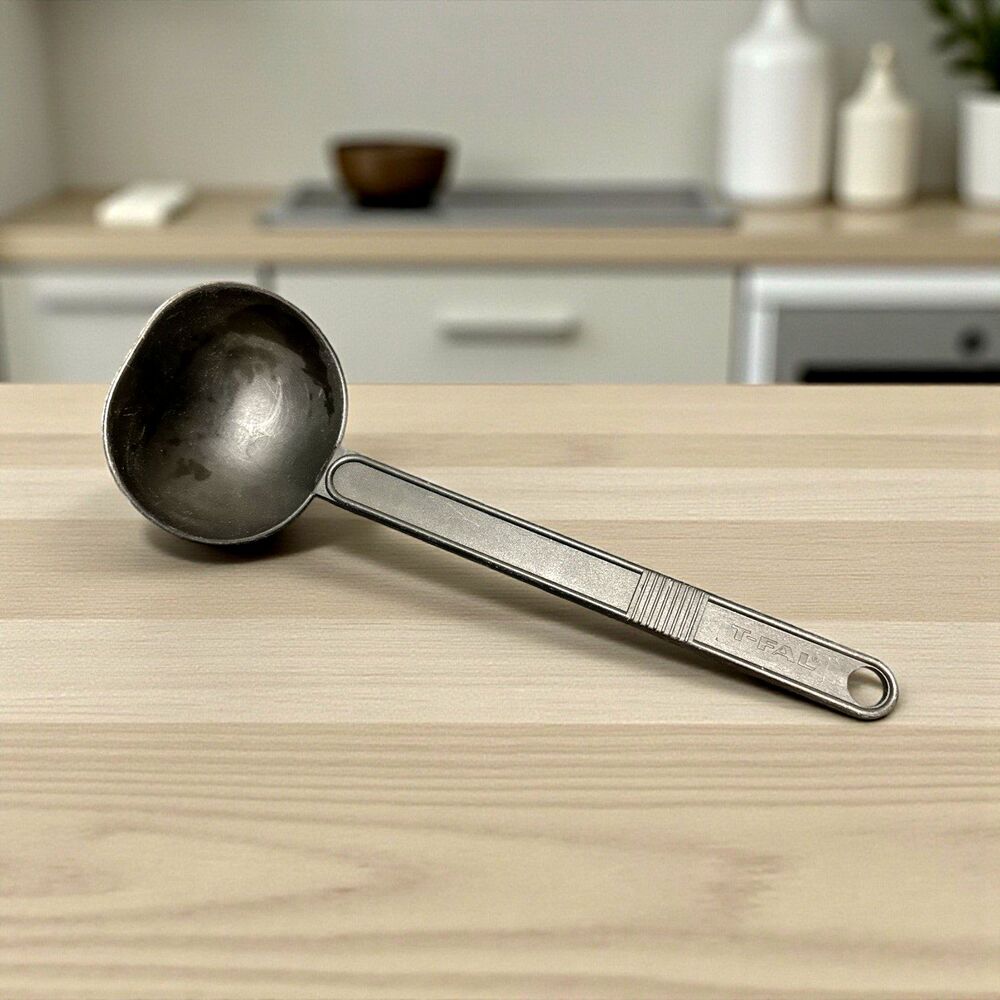 Vintage T-Fal Black Plastic Soup Ladle Kitchen Utensil Heat-Resistant Spoon